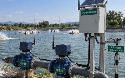 水产养殖塘溶氧低于阈值自动开增氧进水阀